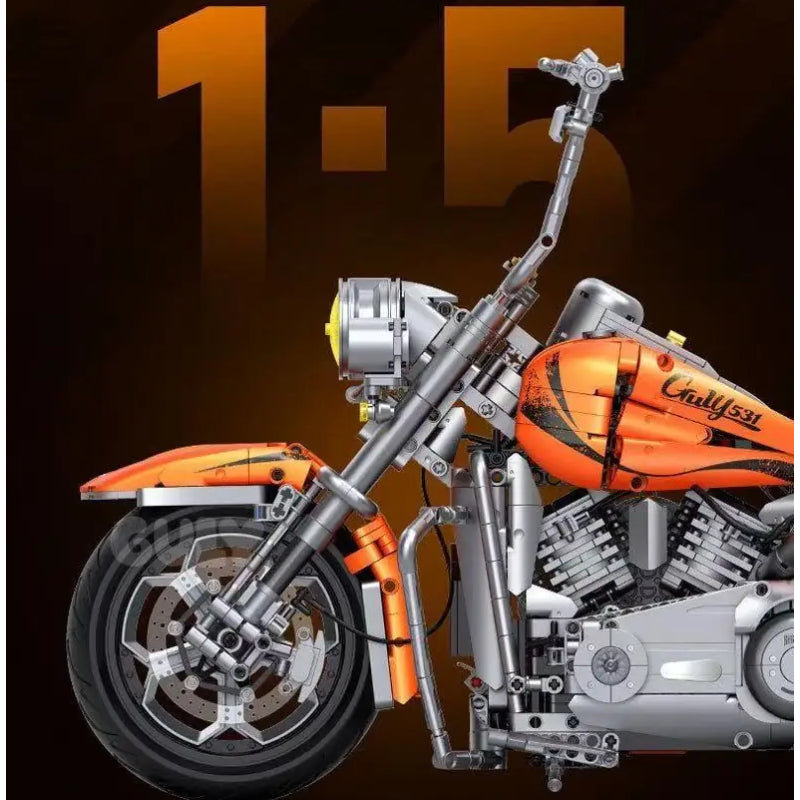 GULY 60531 Orange Harley-Davidson Softail Deluxe Building Block Model (1:5 Scale)