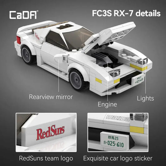 CADA C55012 Initial-D Mazda RX-7 FC3S Building Block Model (1:24 Scale)