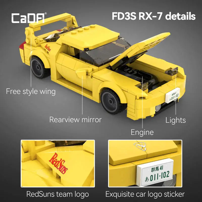 CADA C55013 Initial-D Mazda RX-7 FD3S Building Block Model (1:24 Scale)