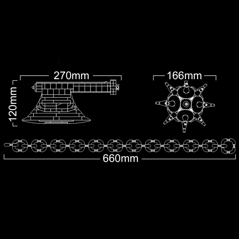 DK 1525 Demon Slayer Gyomei Himejima Nichirin Axe and Flail Building Block Model (Black)