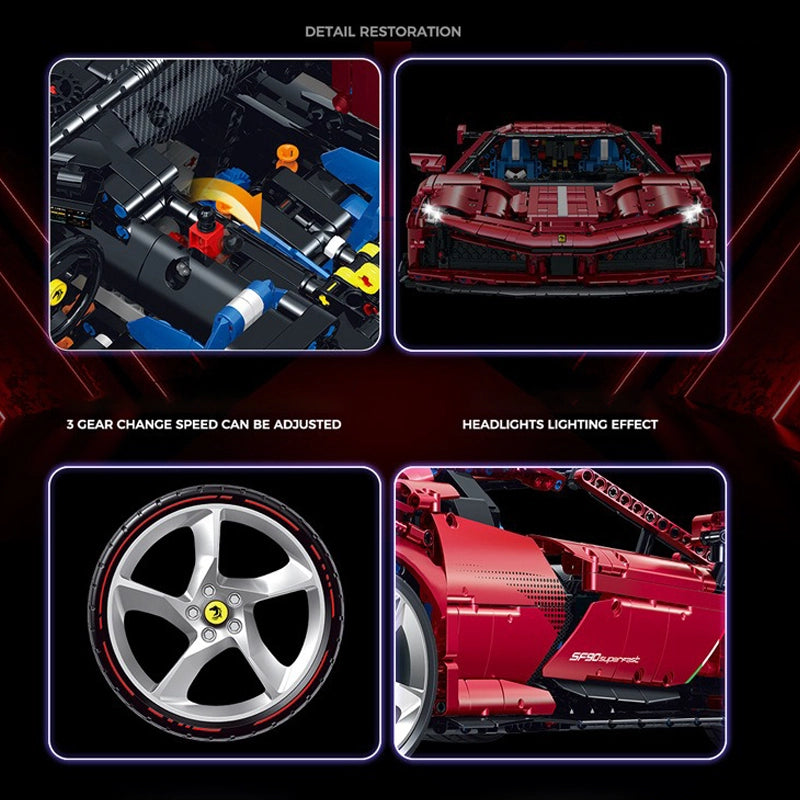 GULY 10623 Red Ferrari Building Block Model (1:8 Scale)