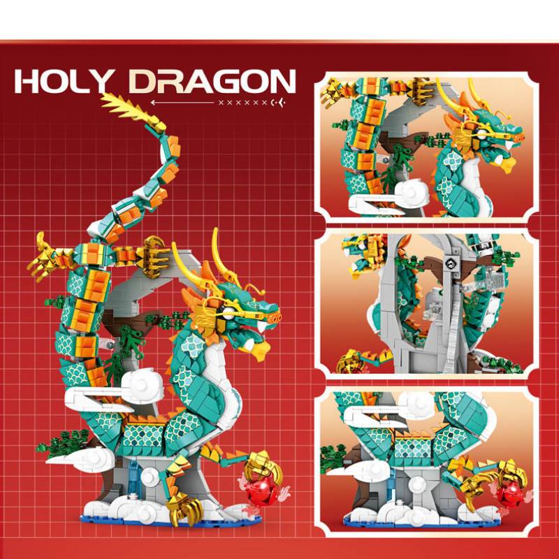 JIQILE 47134 Holy Dragon Building Block Model
