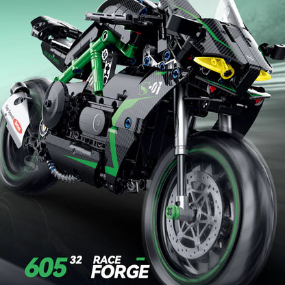 GULY 60532 Green Kawasaki Ninja H2R Building Block Model (1:8 Scale)