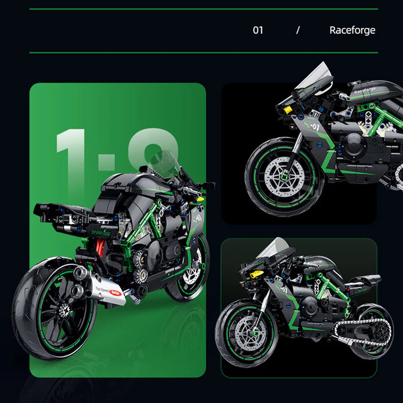 GULY 60532 Green Kawasaki Ninja H2R Building Block Model (1:8 Scale)