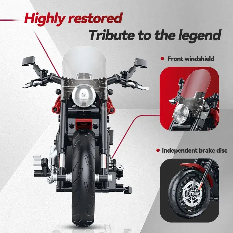 GULY 60534 Red Harley-Davidson Softail Slim Building Block Model (1:8 Scale)