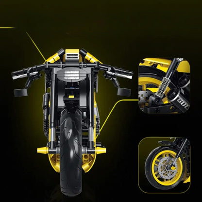 GULY 60536 Black/Yellow Harley-Davidson Road King Building Block Model (1:8 Scale)