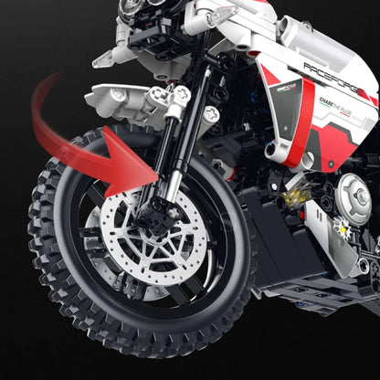 GULY 60552 White/Red Ducati DesertX Building Block Model (1:8 Scale)