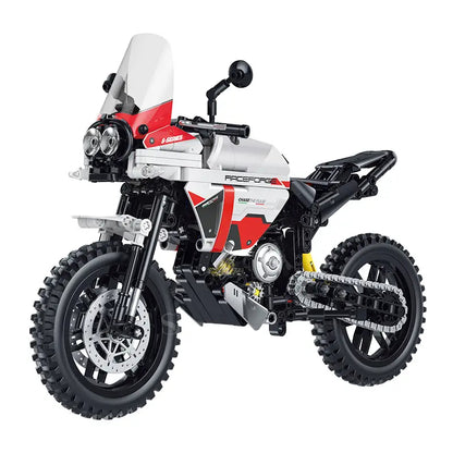 GULY 60552 White/Red Ducati DesertX Building Block Model (1:8 Scale)