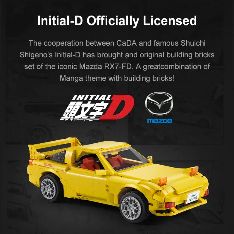 CADA C61023 Initial-D Mazda RX-7 FD3S Building Block Model (1:12 Scale)