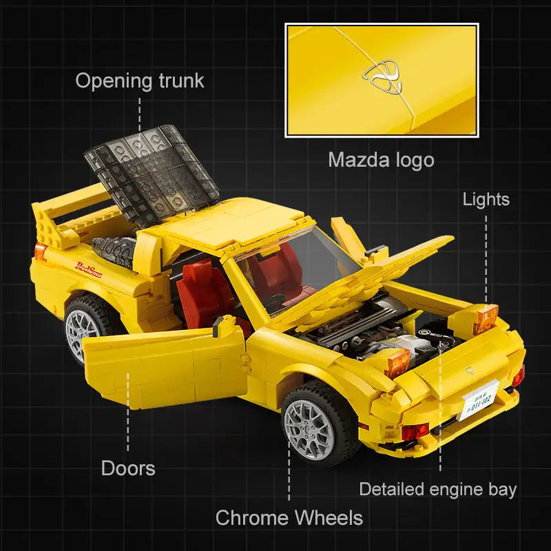 CADA C61023 Initial-D Mazda RX-7 FD3S Building Block Model (1:12 Scale)