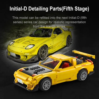 CADA C61023 Initial-D Mazda RX-7 FD3S Building Block Model (1:12 Scale)