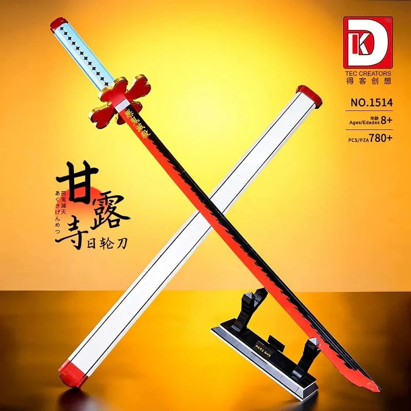 DK 1514 Demon Slayer Mitsuri Kanroji Flexible Nichirin Blade Building Block Model (Red)