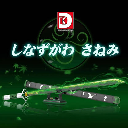 DK 1520 Demon Slayer Sanemi Wind Nichirin Blade Building Block Model (Green Glow-In-The-Dark)