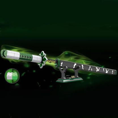 DK 1520 Demon Slayer Sanemi Wind Nichirin Blade Building Block Model (Green Glow-In-The-Dark)