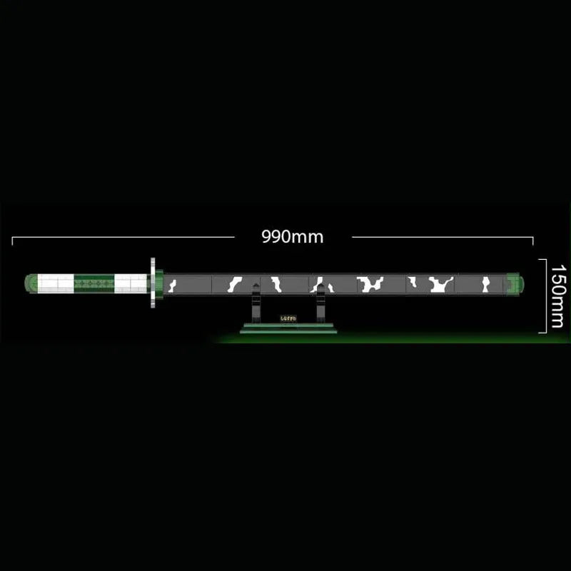DK 1520 Demon Slayer Sanemi Wind Nichirin Blade Building Block Model (Green Glow-In-The-Dark)
