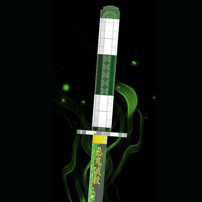 DK 1520 Demon Slayer Sanemi Wind Nichirin Blade Building Block Model (Green Glow-In-The-Dark)