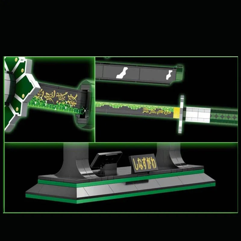 DK 1520 Demon Slayer Sanemi Wind Nichirin Blade Building Block Model (Green Glow-In-The-Dark)