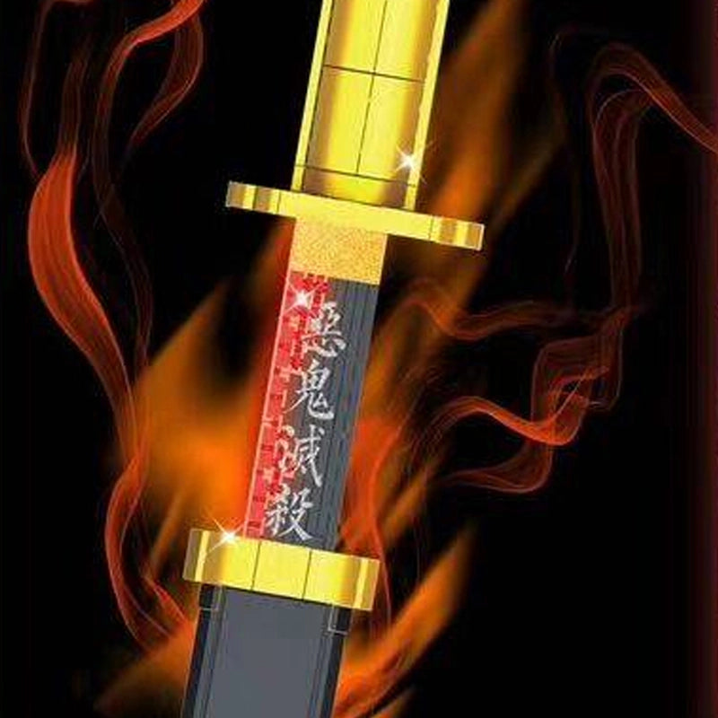 DK 1522 Demon Slayer Yoriichi Tsugikuni Sun Nichirin Blade Building Block Model (Black/Red Glow-In-The-Dark)