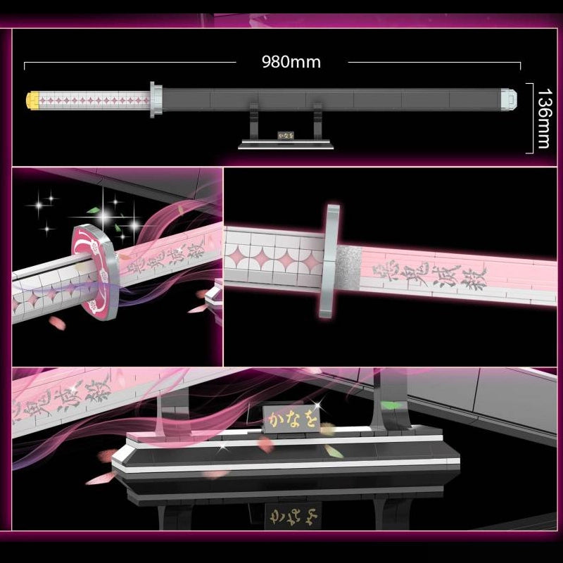 DK 1523 Demon Slayer Kanao Tsuyuri Flower Nichirin Blade Building Block Model (Pink/White)