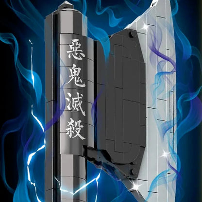 DK 1525 Demon Slayer Gyomei Himejima Nichirin Axe and Flail Building Block Model (Black)